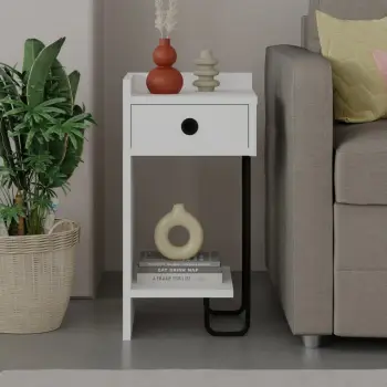 Komodinë anës krevati Skye Decor, Sirius majtas, e bardhë v2
