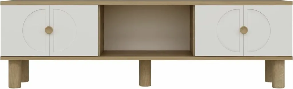 Komodë TV Skye Decor, ngjyrë lisi Sapphire, e bardhë - 3