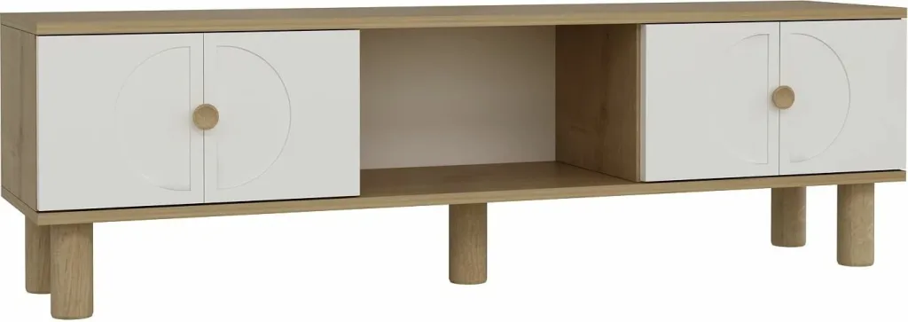 Komodë TV Skye Decor, ngjyrë lisi Sapphire, e bardhë - 4
