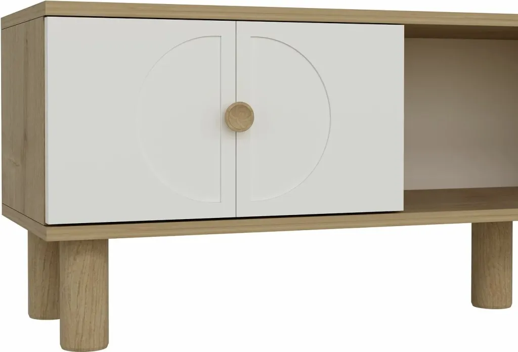 Komodë TV Skye Decor, ngjyrë lisi Sapphire, e bardhë - 5
