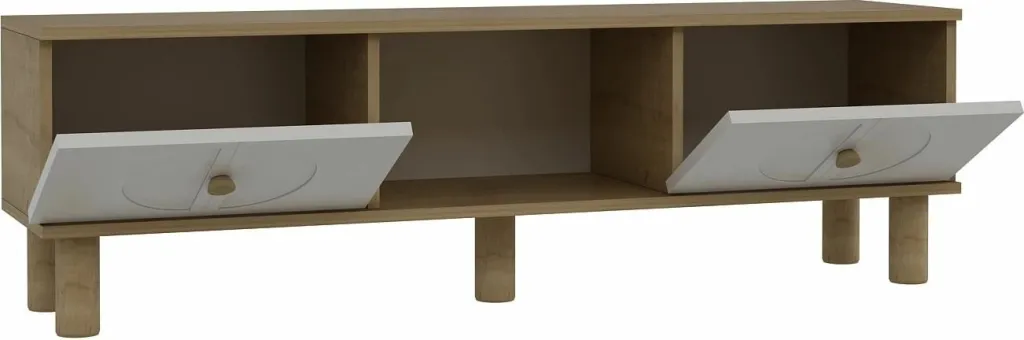 Komodë TV Skye Decor, ngjyrë lisi Sapphire, e bardhë - 6