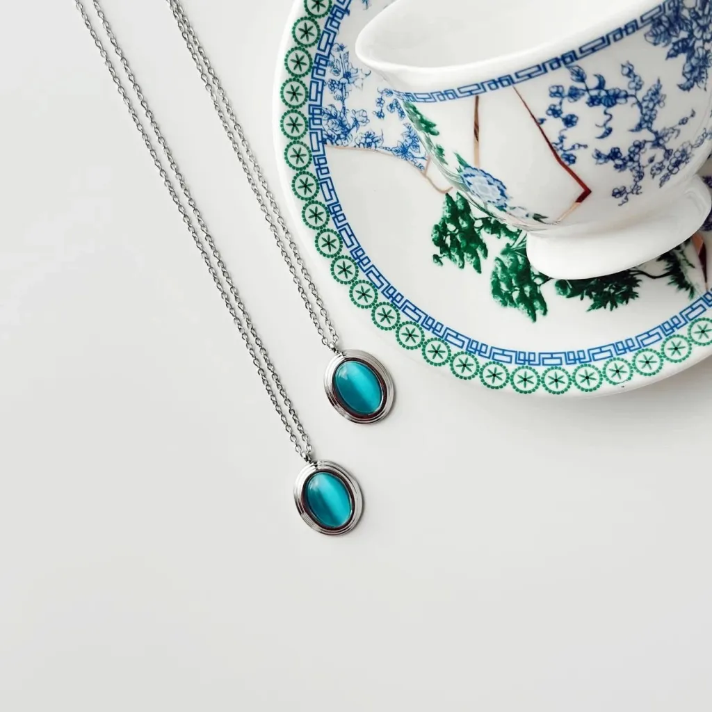 Vathë çeliku Jumeon, ngjyrë turquoise dhe argjendi - 1
