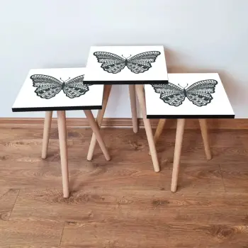 Set tavolinash ndihmëse të mbivendosura, 3 copë, Skye Decor, 3Shp12, e bardhë