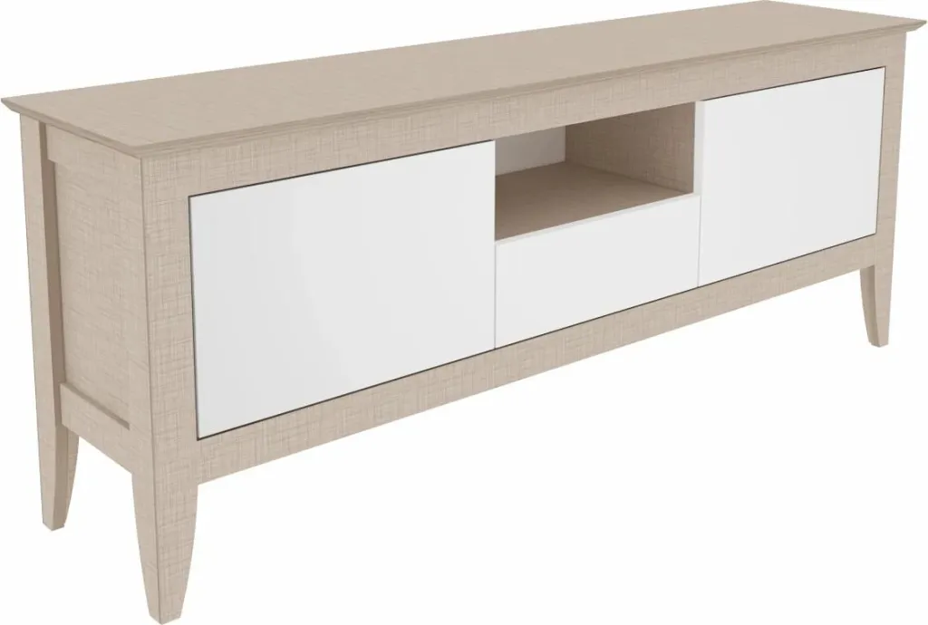 Komodë TV moderne Skye Decor, ngjyrë bezhë dhe e bardhë - 5