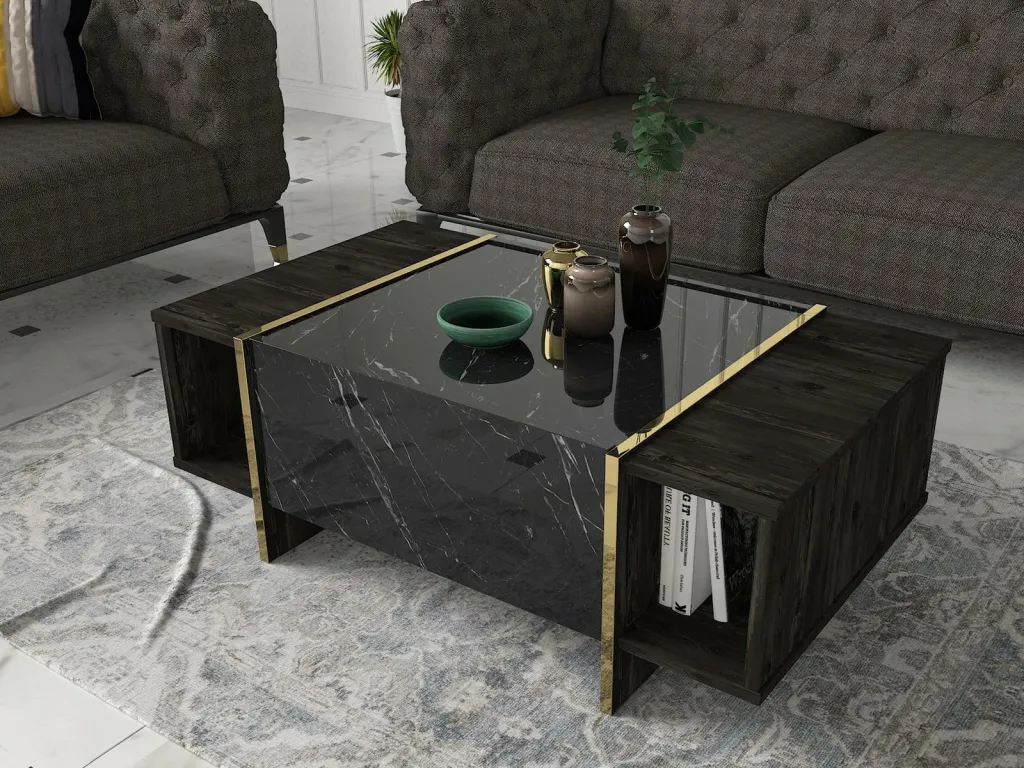 Tavolinë kafeje, ngjyrë e zezë dhe ari, Skye Decor, Veyron - 1