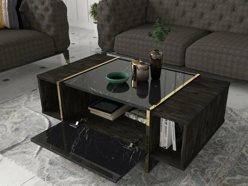 Tavolinë kafeje, ngjyrë e zezë dhe ari, Skye Decor, Veyron - 2