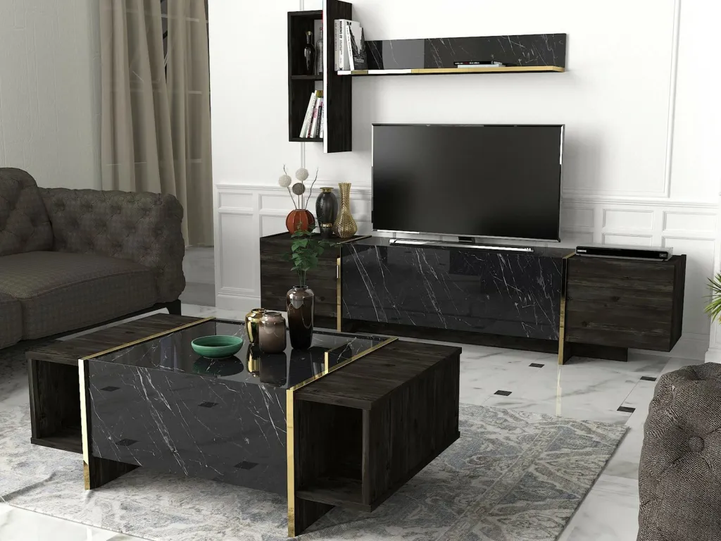Tavolinë kafeje, ngjyrë e zezë dhe ari, Skye Decor, Veyron - 3
