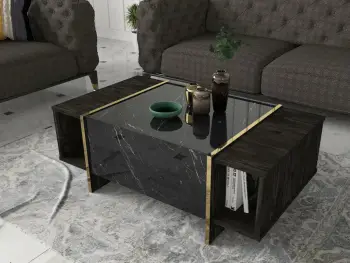 Tavolinë kafeje, ngjyrë e zezë dhe ari, Skye Decor, Veyron