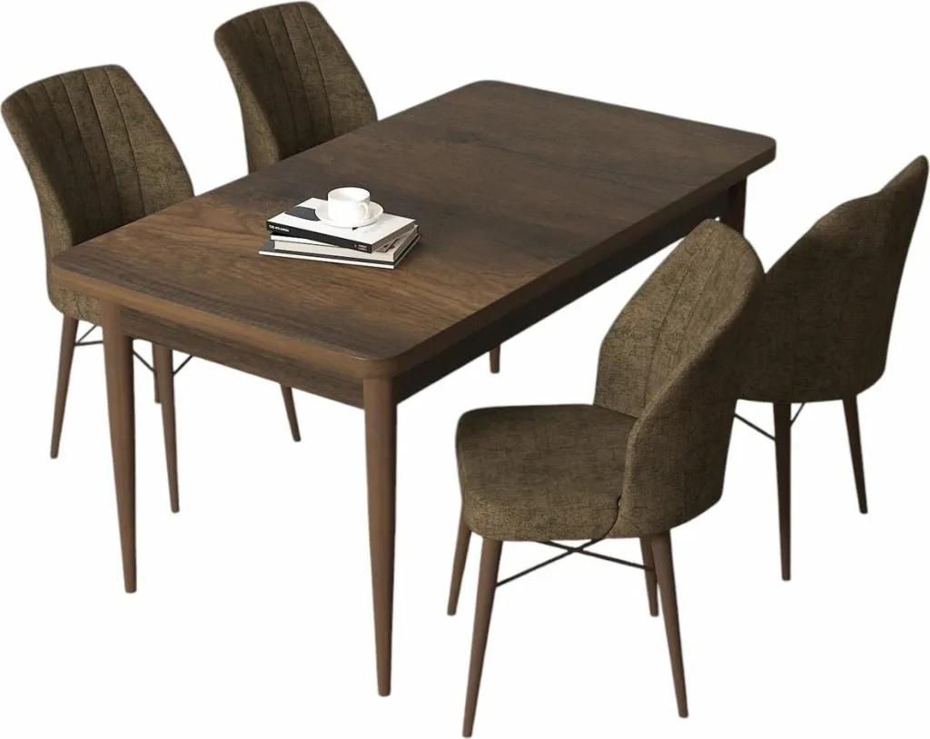 Tavolinë me karrige, set 5 copë, Skye Decor, ngjyrë barok, kafe - 2