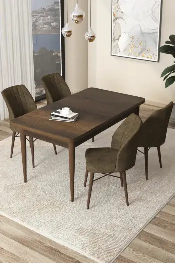 Tavolinë me karrige, set 5 copë, Skye Decor, ngjyrë barok, kafe