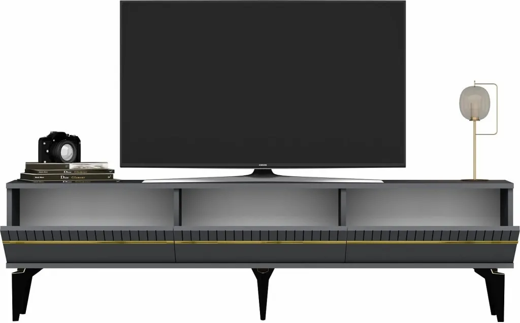 Komodë TV Skye Decor, ngjyrë antracit dhe ari, Defne - 4