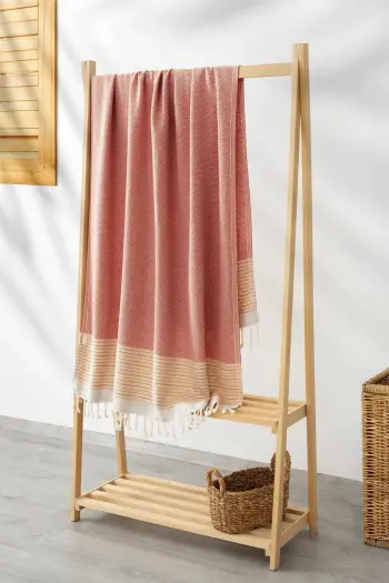 Peshqir plazhi Fouta, ngjyrë e kuqe kashte, Mijölnir, 90x180cm