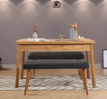 Tavolinë me karrige, 3 pjesë, Skye Decor Costa 1053, ngjyrë pishë Atlantike dhe antracit