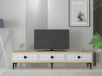 Komodë TV Skye Decor, Yuka 180, ngjyrë lis safir dhe e bardhë