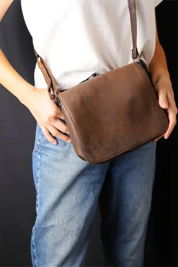 Çantë krahu prej lëkure, ngjyrë kafe, Zoozie Bags, HDBOCF0004