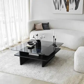 Tavolinë kafeje Skye Decor, katrore, ngjyrë e zezë dhe fume