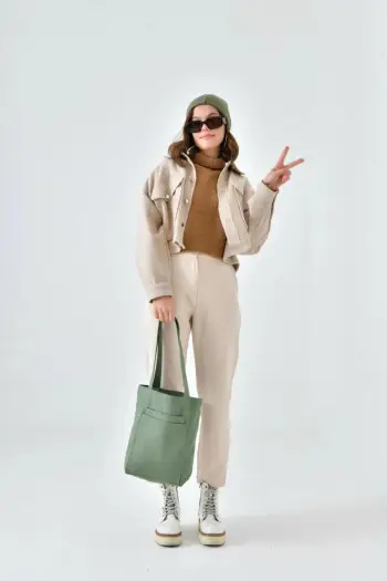 Çantë tote, ngjyrë mint, Zoozie Bags, 2117