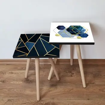 Set tavolinash ndihmëse, dy copë, ngjyrë navy blue, Skye Decor, 2Shp482