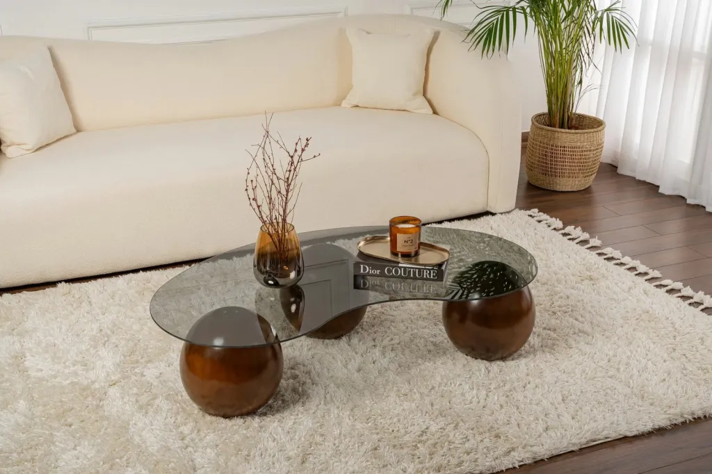 Tavolinë kafeje Skye Decor, sferë, ngjyrë arre, gri - 1