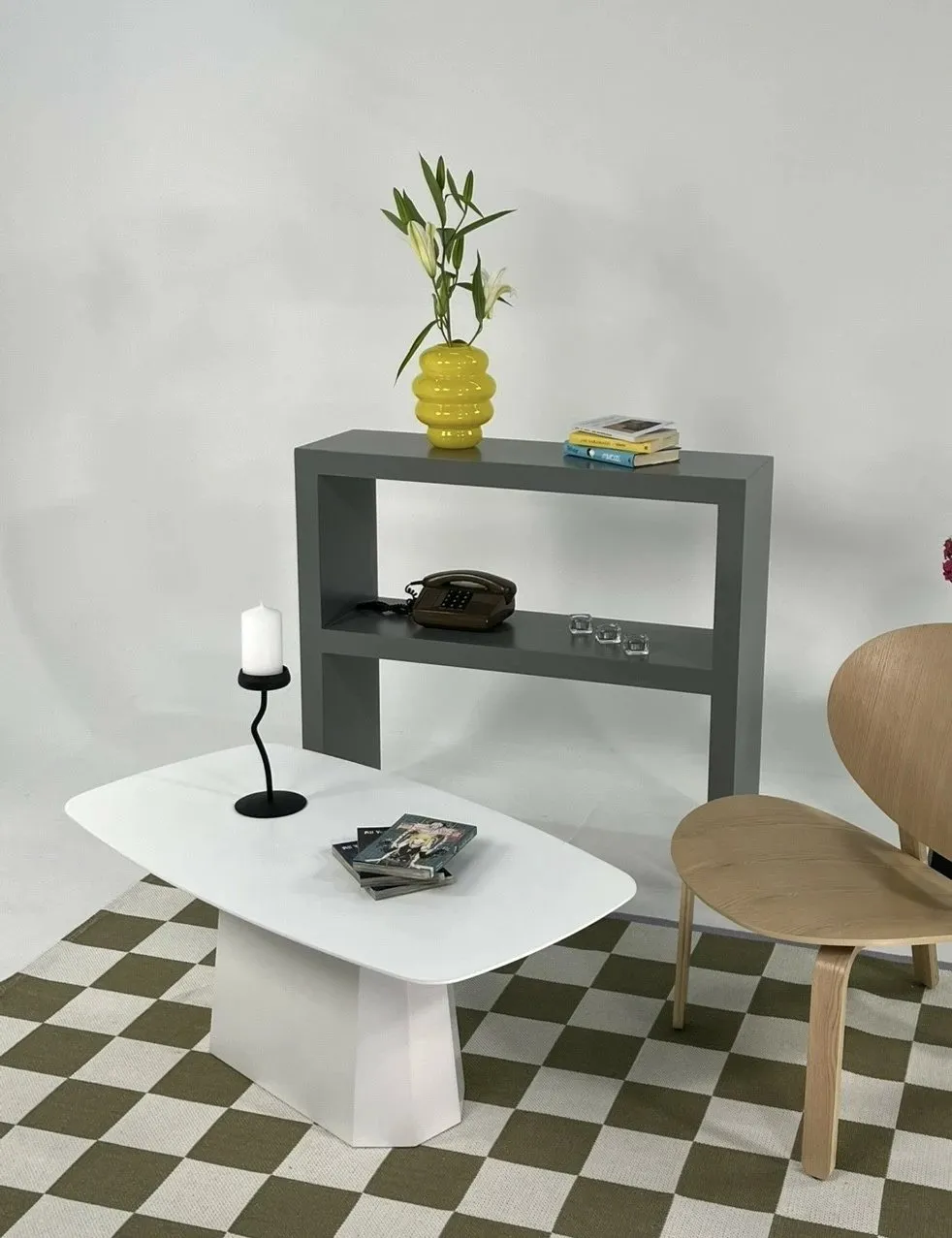 Tavolinë kafeje Skye Decor, Lilyum e madhe, e bardhë - 1
