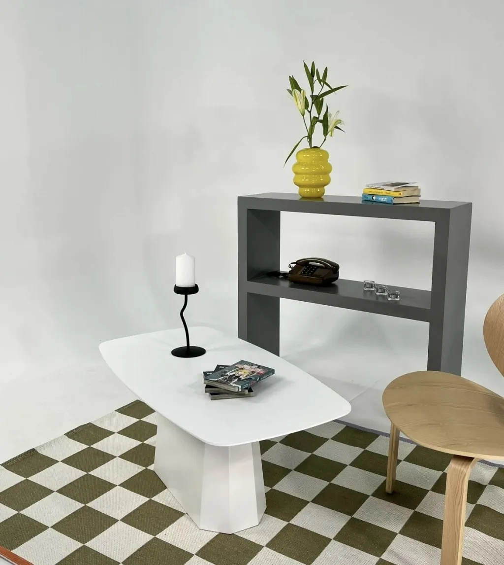 Tavolinë kafeje Skye Decor, Lilyum e madhe, e bardhë - 4