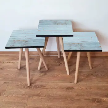 Set tavolinash ndihmëse, 3 copë, ngjyrë kaltër, Skye Decor, 3Shp119