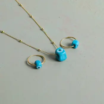Set varëse dhe vathë argjendi, ngjyrë ari dhe tyrkiz, Jumeon 11086G