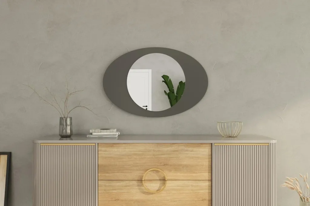 Pasqyrë ovale, ngjyrë antracit, Skye Decor, Obble, 60x90cm - 3