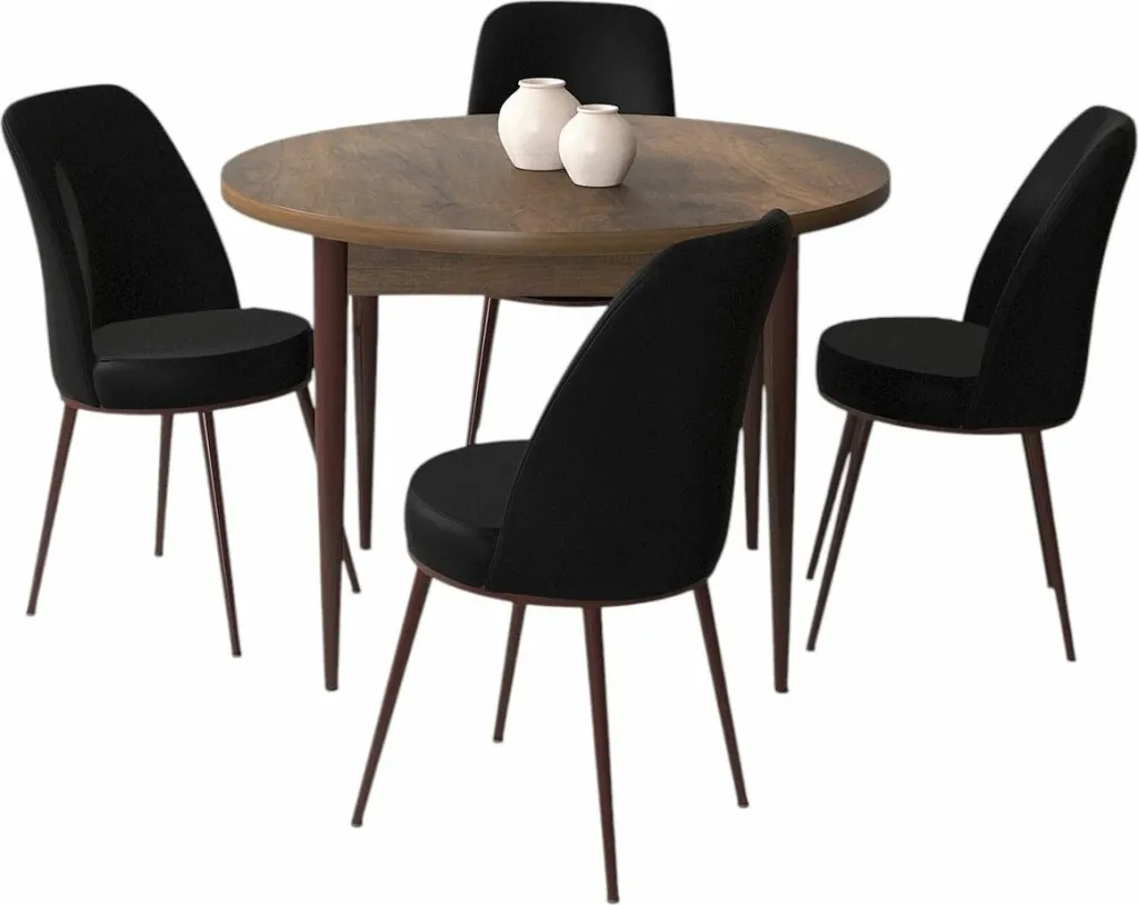 Tavolinë me karrige, 5 copë, Skye Decor, Barok, e zezë - 2