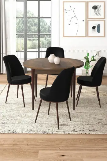 Tavolinë me karrige, 5 copë, Skye Decor, Barok, e zezë