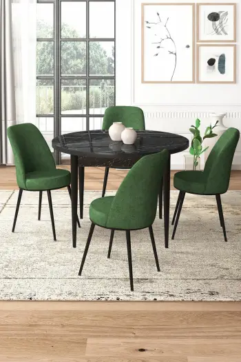 Tavolinë me karrige, 5 copë, Skye Decor, Tor, mermer i zi, kafe e hapur