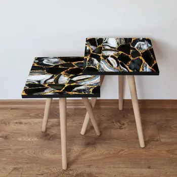 Set tavolinash ndihmëse, 2 copë, Skye Decor, ngjyrë e zezë, 2Shp99