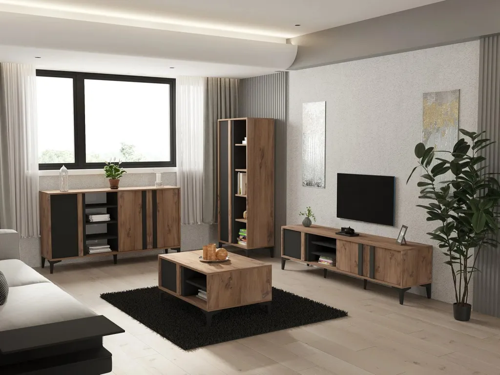 Set mobiljesh për dhomë dite Skye Decor, Laçin, ngjyrë Atlantik dhe Antracit - 1