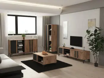 Set mobiljesh për dhomë dite Skye Decor, Laçin, ngjyrë Atlantik dhe Antracit
