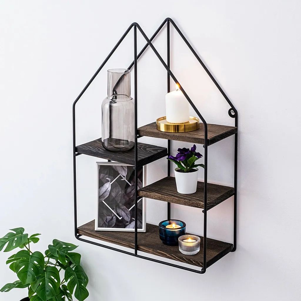 Raft muri Skye Decor, ngjyrë e zezë dhe arre, Lilium - 1
