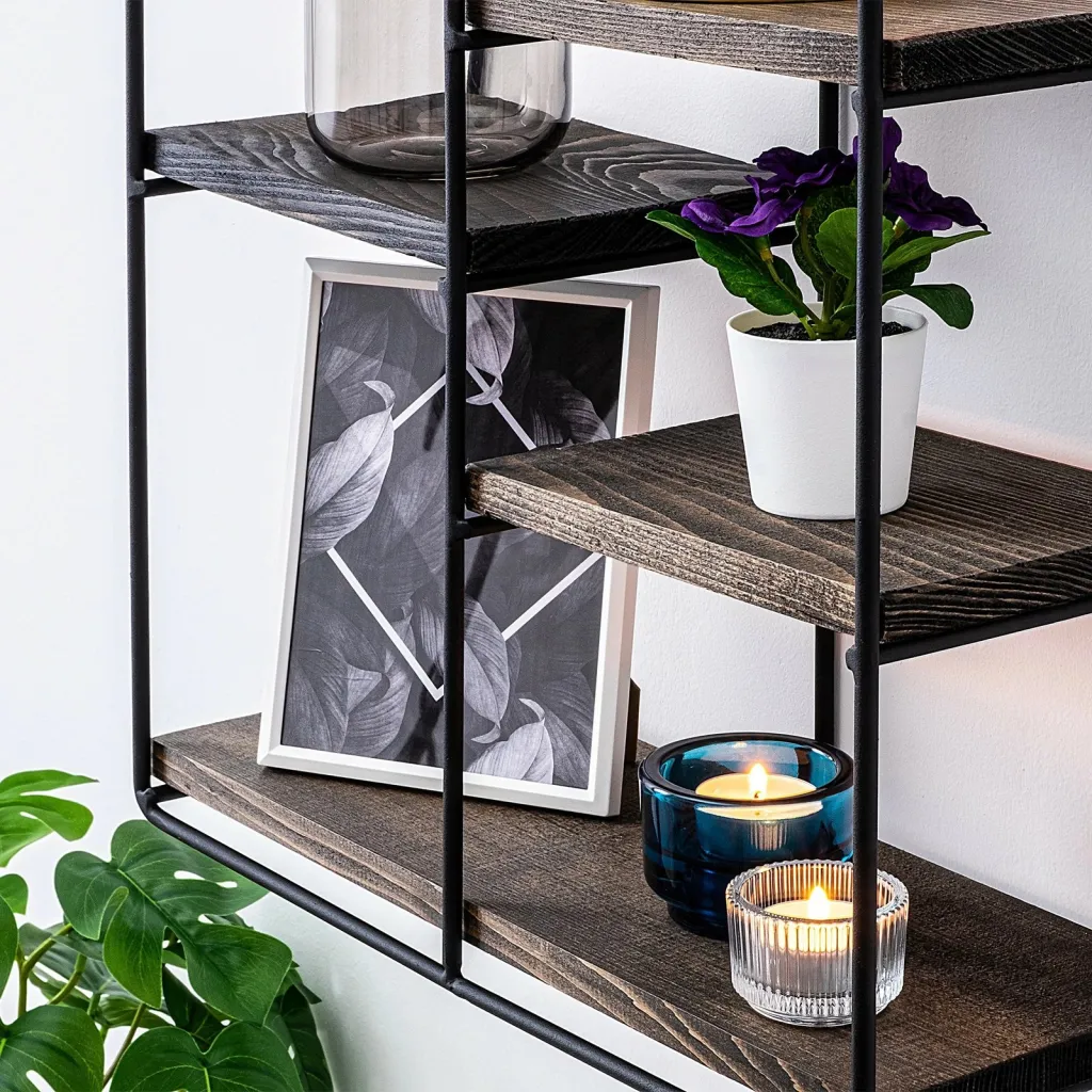 Raft muri Skye Decor, ngjyrë e zezë dhe arre, Lilium - 2
