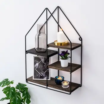 Raft muri Skye Decor, ngjyrë e zezë dhe arre, Lilium