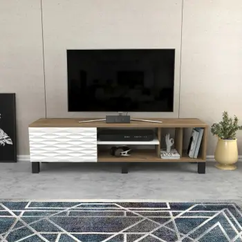 Komodë TV Skye Decor, ngjyrë arre dhe e bardhë, Olyo