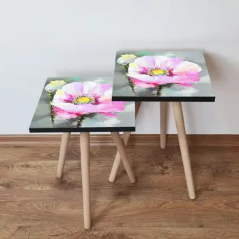 Set tavolinash ndihmëse me lule, shumëngjyrëshe, Skye Decor, 2 copë, 2Shp299