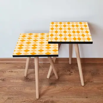 Set tavolina të mbivendosura, ngjyrë portokalli dhe krem, 2 copë, Skye Decor, 2Shp326