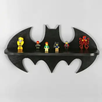 Raf dekorativ prej druri, formë Batman, ngjyrë e zezë, Skye Decor, Raf285