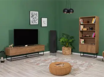 Set mobiljesh për dhomë dite, Skye Decor, Laxus Takım 25, ngjyrë arre dhe e zezë