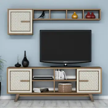 Komodë TV Skye Decor, Ayla, ngjyrë arre dhe krem