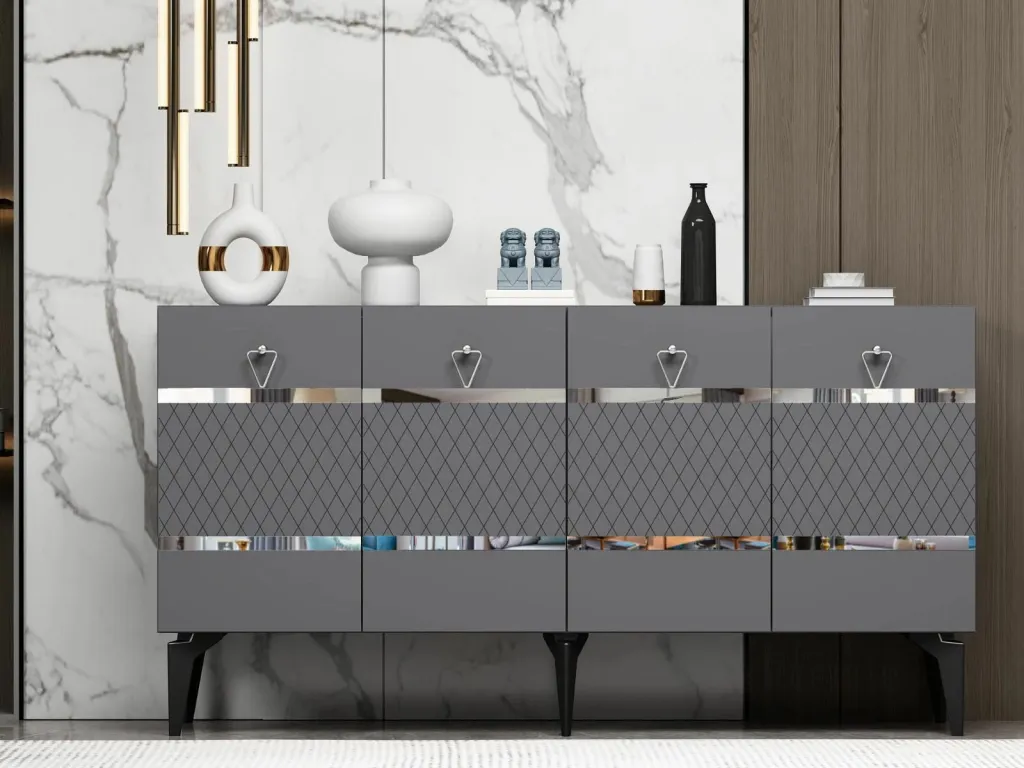 Konsol Skye Decor, ngjyrë pelin-antracit, argjend - 1