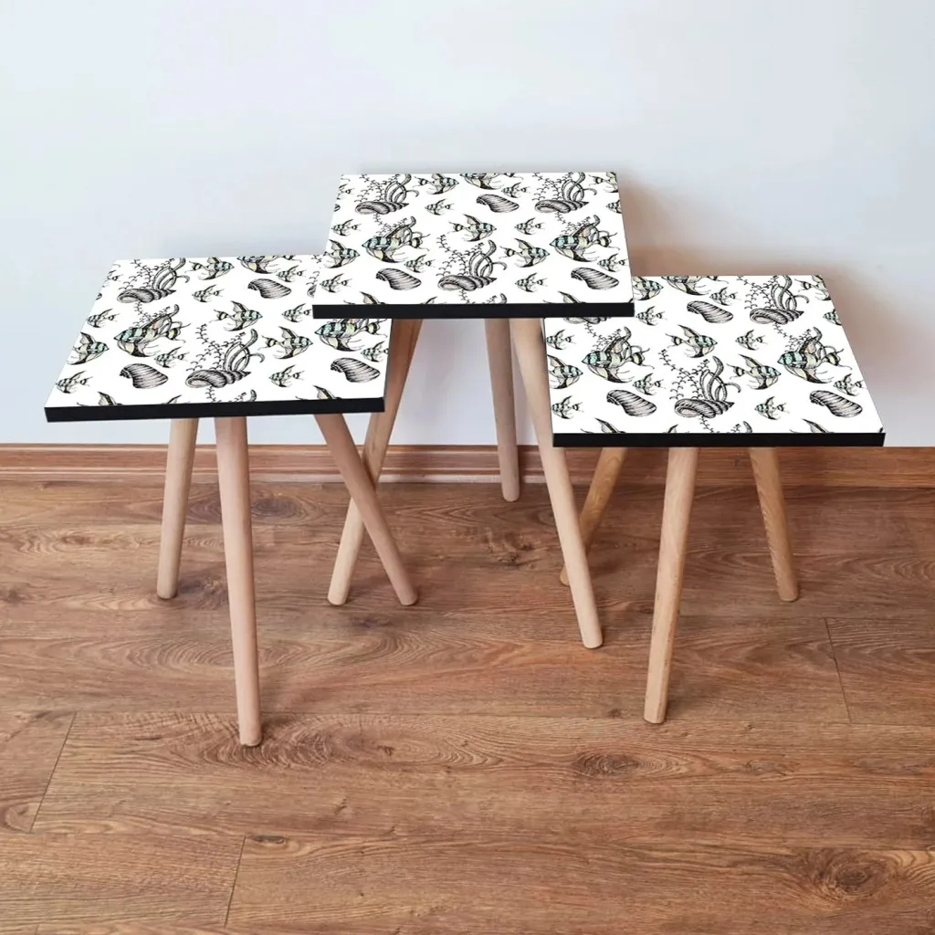 Set tavolina të vendosshme (3 copë), Skye Decor, 3Shp400, e bardhë - 1