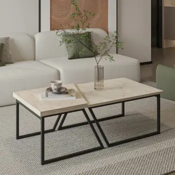 Set tavolinash kafeje Skye Decor, Verona P0024623, ngjyrë travertine