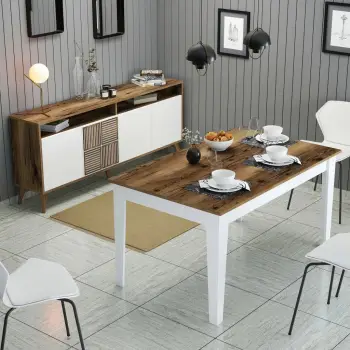 Set mobiljesh për dhomë dite, ngjyrë arre dhe e bardhë, Skye Decor, Milan 528