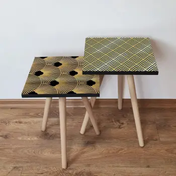 Set tavolinash ndihmëse, dy copë, ngjyrë ari e zezë, Skye Decor, 2Shp496