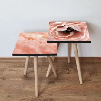 Set tavolinash ndihmëse, dy copë, ngjyrë salmon, ari, kafe, Skye Decor, 2Shp502