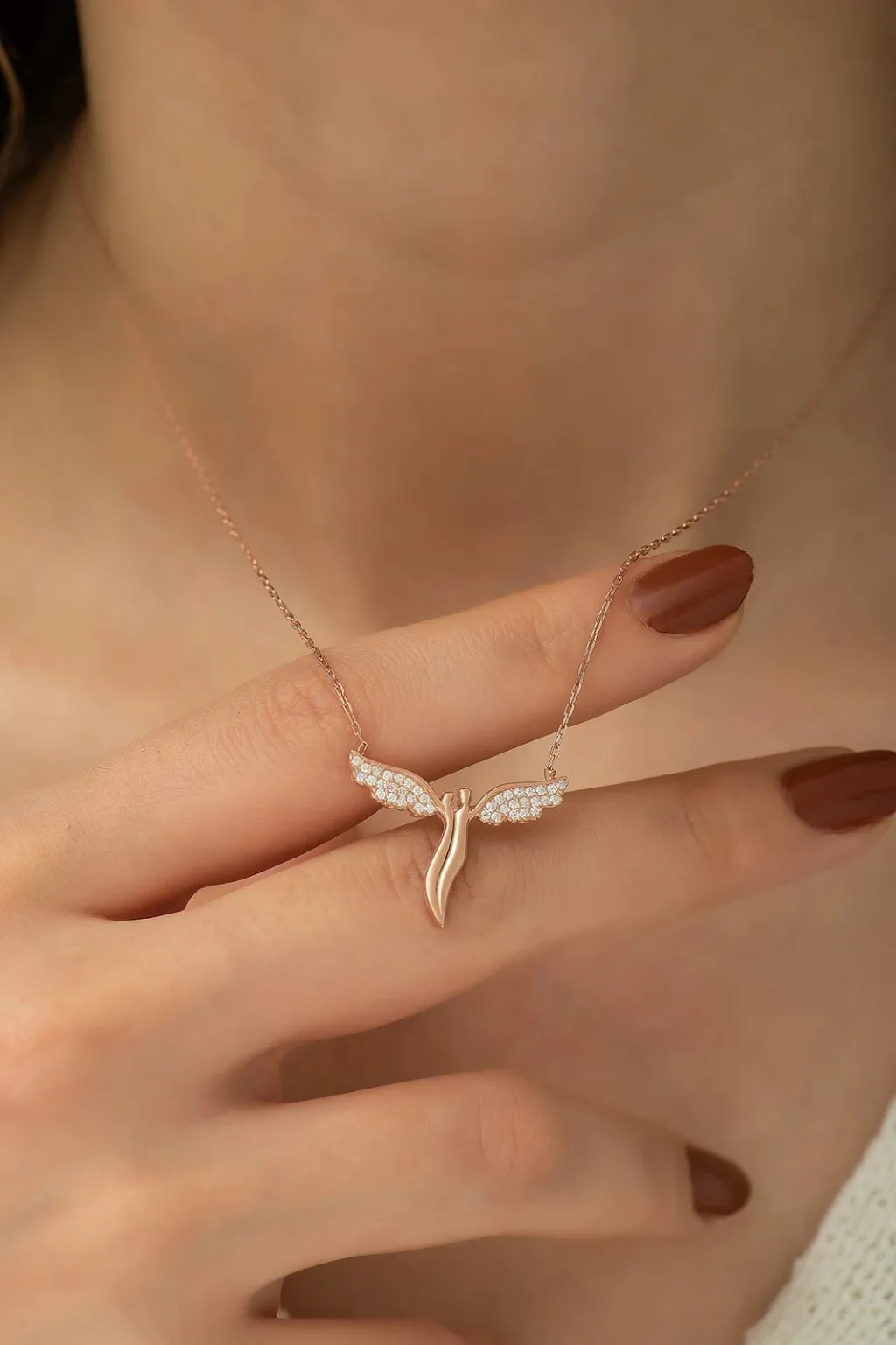 Qafore argjendi Jumeon, ngjyrë rozë e bardhë, TRDYL667 - 2